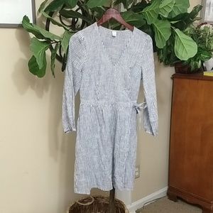 Old Navy - Blue/Grey Stripped Wrap Dress